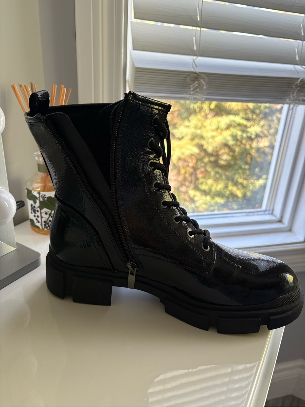 Size 9 Stylish Black Patent Boots
